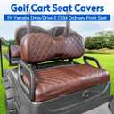 NOKINS 4PCS Golf Cart Seat Covers Kit, Front and Rear Seat Covers Fits YAMAHA/G29/Drive2 Standard Seat Cushion, Yamaha Vinyl Diamond Replacement Seat Covers, No Stapler(Brown Brown 8438)
