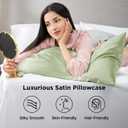 Bedsure King Size Satin Pillowcase Set of 2 - Laurel Green Silky Pillow Cases for Hair and Skin with Envelope Closure, Similar to Silk Pillow Cases, Gifts for Women Men, 20x36 Inches, 2pcs