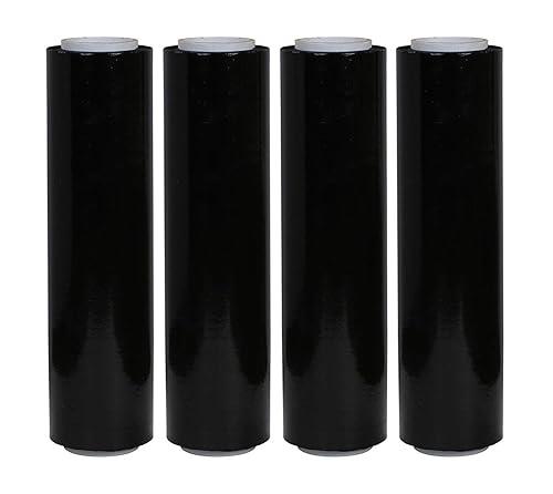 Direct Resources Stretch Wrap Industrial Strength 18 Inch Inch x 1000 Sq Ft - 80 Gauge Thick (20 Micron) Clear Cling Plastic Pallet Supplies | Durable Self - Adhering Packing Moving Packaging Shrink Film Rolls (Black, 4 Pack)