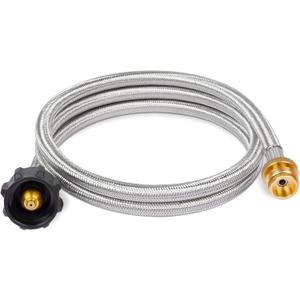 SHINESTAR Propane Hose Adapter & 5 FT Braided Hose for Coleman Stoves, Blackstone 17" 22" Tabletop Griddle, Char-Broil Portable Grills, Weber Q Grills, Buddy Heaters - Converts 1 lb to 20 lb Cylinders