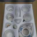 fanquare Blue Flowers Porcelain Tea Set, Tea Cup and Saucer Set Service for 6, Wedding Tea Set with Sugar Bowl Cream Pitcher, Floral Coffee Set for Tea Party