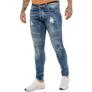 989Zé ENZO Mens Skinny Fit Jeans Casual Stretch Ripped Biker Denim Pants Size 28