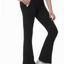 Leggings with Pockets for Girls Solid Black Stretch High Waist Tummy Control Workout Dance Bootcut Yoga Pants (Black)