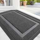 OLANLY Front Door Mat Indoor Outdoor Entrance, Waterproof All-Season, All-Weather Doormat, Sturdy Natural Rubber, Fade Resistant, Low Profile, Easy Clean Patio Porch Entryway Mat, 29.5x17, 
Dark Grey