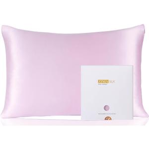 ZIMASILK 100% Pure Mulberry Silk Pillowcase for Hair and Skin Health,Soft and Smooth,Both Sides Premium Grade 6A Silk,600 Thread Count,with Hidden Zipper,1pc(Standard 20''x26'',Light Purple)