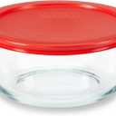 Pyrex Simply Store Glass Food Storage Container, Snug Fit Non-Toxic Plastic BPA-Free Lids, Freezer Dishwasher Microwave Safe, 4 Cup