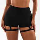 OYOANGLE Women's High Waisted Garter Shorts Skinny Cut Out Booty Butt Lifting Gym Yoga Shorts, Size:Small