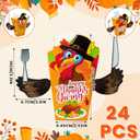 24Pcs Thanksgiving Popcorn Boxes, Autumn Pumpkin Turkey Maple Leaf Disposable Paper Treat Boxes, Suitable for Autumn Thanksgiving Themed Party Decorations