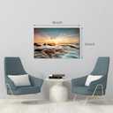 Artitude Beach Sunset Wall Art Canvas: Rocky Wave Picture Bedroom Modern Sea Ocean Landscape Painting Print Living Room Coastal Seaside Scene Photography Artwork for Home Office Decor, 36"L x 24"W