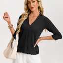 Gracew Karin Cardigan Sweaters for Women Casual 3/4 Sleeve Lightweight Cardigans 2026 Summer Spring Button Down Sweater Tops (Black, L)