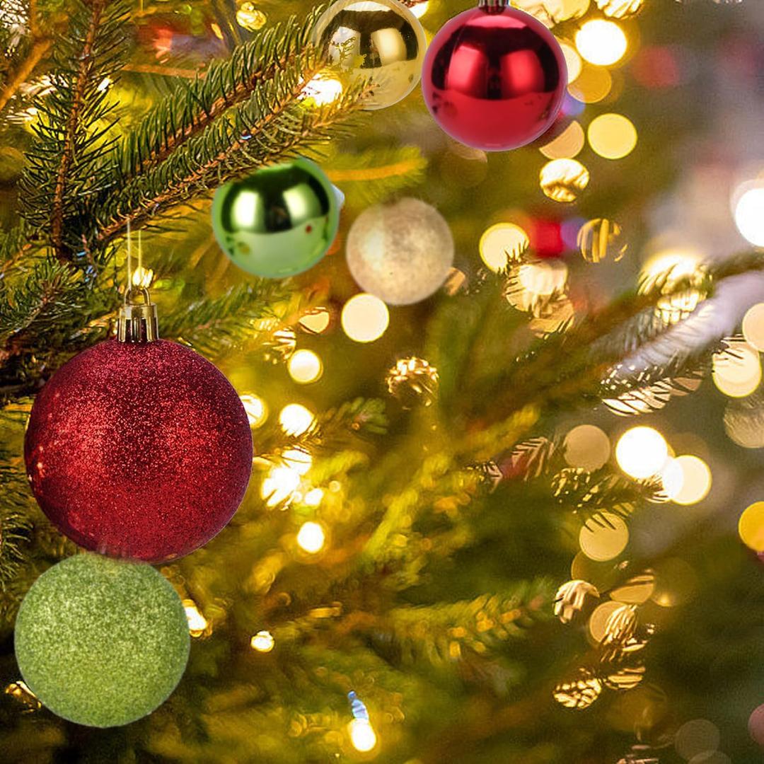 30ct Christmas Ball Ornaments, 2.36" Shatterproof Christmas Tree Decorations, Perfect Hanging Ball for Indoor/Outdoor Holiday Party Decor (Red)