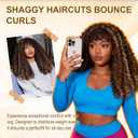 Shaggy Curly Wig with Bangs Highlight Brown Blonde Wigs 20 Inch Natural Looking Human Hair Blend for Everyday Wear