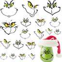 52 Pcs Christmas Face Stickers for Crafts Ornaments Large 5 Inch Small 3 Inch 2 Inch Vinyl Faces Eyes Pitcher Transparent Decals for Glass Cups Wood Decorations Balls Party Supplies (large52)