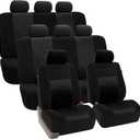 FH Group Car Seat Covers Trendy Elegance 3D Air Mesh Car Accessories, Airbag Compatible and Split Ready Black Three Row Set 8 Headrest Covers Universal Fit Interior Accessories for Cars Trucks SUV (Black (2 Buckets Covers, 2 Bench Covers))