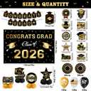 Graduation Decorations 2026 Gold Themed Set, Congrats Grad Banner Class of 2026 Backdrop Balloons and Streamers Kit High School and College Graduation Party Supplies