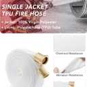 ZYfire Fire Hose - 2" ID x 25 FT Single Jacket TPU Firefighter Hose with M F NST/NH Brass Couplings 750 PSI Burst Pressure Lightweight for Use in Firefighting