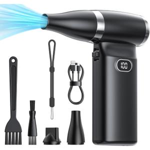 Electric Compressed Air Duster Cordless: 60 MPH High Wind Speed Mini Air Blower for Electronics Portable Computer Cleaner Hand Keyboard Cleaning Powerful Duster for Car, Fans and Other Sences
