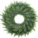 Small Greenery Cedar Wreath - 22" Artificial Real Touch Wreath for Front Door Windows Outdoor Indoor Decor Weatherproof Traditional Holiday Decorations