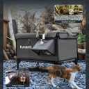 Heated Cat House for Outside,Dual Camera Mounts,100% Weatherproof & Extremely Insulated,Elevated Feral Cat Shelter with Escape Door,Waterproof Eaves for Outdoor Stray Barn Cat(Grey,S)