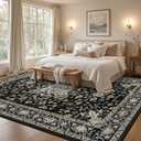 10x12 Area Rugs Living Room: Washable Rug for Bedroom Black Gold | Vintage No Slip Stain Resistant Rug Soft Indoor Decor Floor Floral Area Rugs for Dining Room, Nursery, Hallway, Home Office