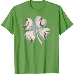 Baseball St Patricks Day Shamrock Sport Mens Boys Teens Kids T-Shirt (Small, Grass Green)