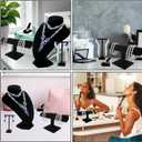 6 Pcs Velvet Jewelry Display Set- Velvet Necklace Bust Holder Mannequin Bust & T-Bar 2 T Shape Earring Stand 2 Ring Finger Jewelry Holder Bracelet Organizer for Jewelry Showcase