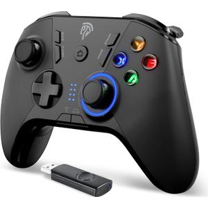 EasySMX Wireless Gaming Controller for Windows PC/Steam Deck/PS3/Android TV BOX, Dual Vibrate Plug and Play Gamepad Joystick with 4 Customized Keys, Battery Up to 14 Hours, Work for Nintendo Switch (black)