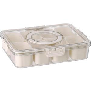 Divided Serving Tray with Lid and Handle Snack Platters Bento Boxes for Lunch Containers Storage Boxes Portable Candy Organizer for Fruits or Vegetables(White)