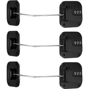 Combination Refrigerator Lock - Resettable Code Fridge Lock for Kids, Adults, Heavy Duty Child Safety Locks for French Door Fridge, Freezer, Cabinet, Pantry, Easy Install No Keys Needed(3Pack) (Black)