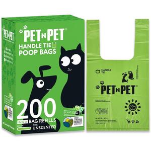 Pet N Pet 200 Counts Lavender Scented Dog Poop Bags Rolls with Tie Handles, 41% Plant Based & 59% PE Poop Bags for Dogs, Extra-Thick Doggie Poo Bag, Pet Waste Bag