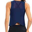 ICTIVE Workout Crop Tops for Women Yoga Cross Sleeveless Gym Mesh Back Running Tank Muscle Shirts (M)