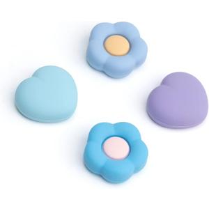 GeekShare Silicone Joy Con Thumb Grip Caps, Joystick Cover Compatible with Switch/OLED/Switch Lite,4PCS - Heart & Flower (Blue&Purple)