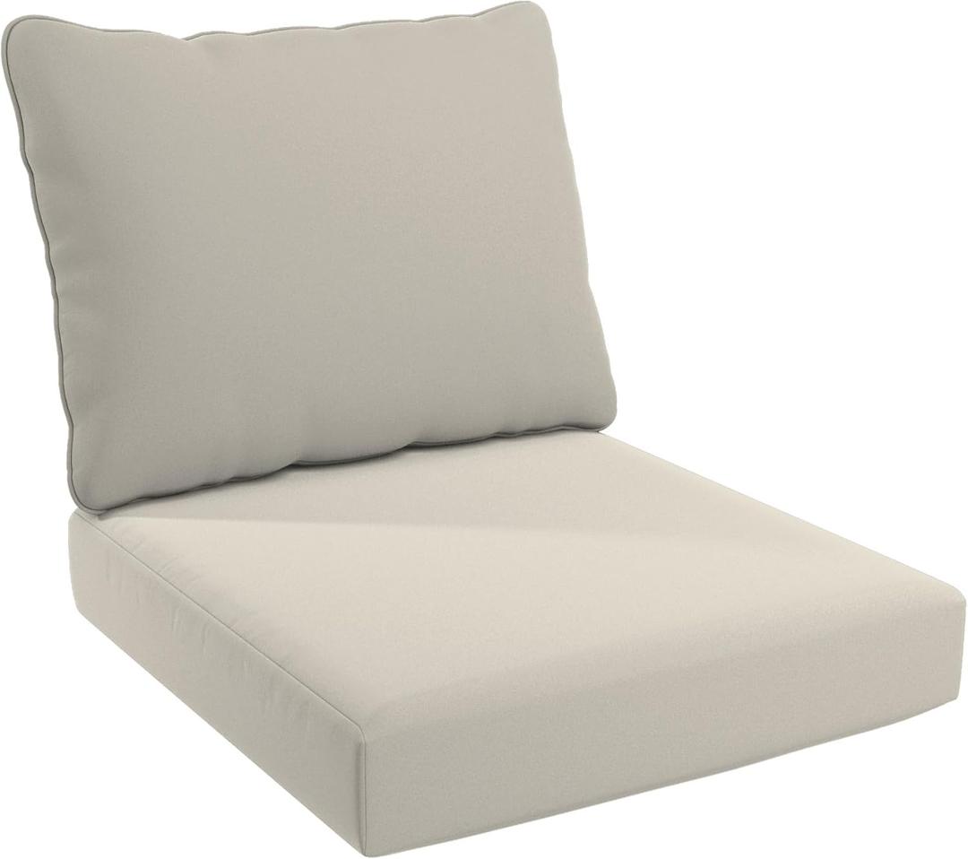 California Umbrella Outdoor Deep Seat Cushion, 24 x 48 Inch, Premium Outdoor Memory Foam, Fade Resistant Sunbrella Fabric, Fabric Ties, Canvas