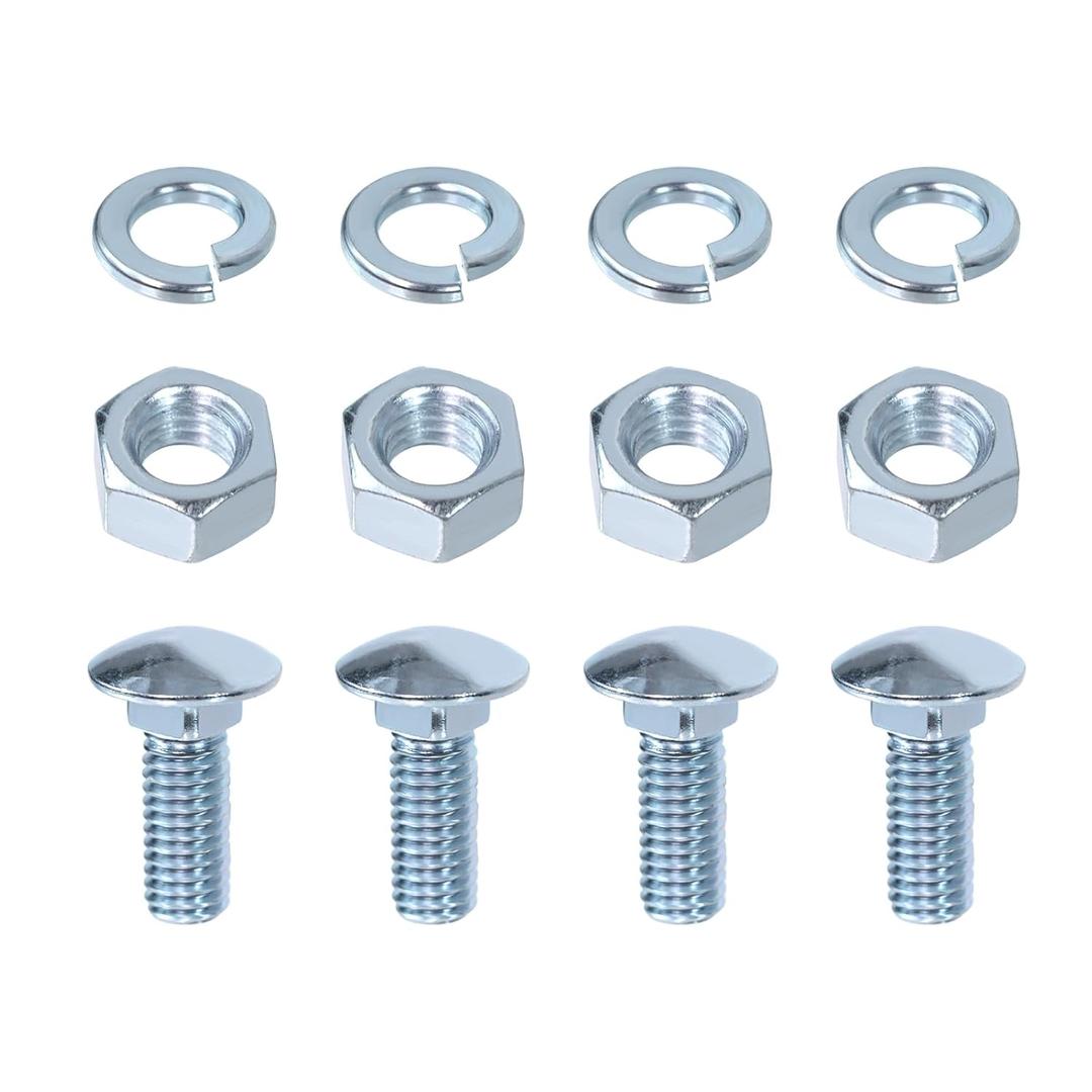 Front Rear Bumper Bolts Kit Capped Round Head Compatible with Ford 7/16-14x1-1/4 (4 Set); Long Carriage Chrome Bumper Bolts, Hex Nuts, and Lock Washers