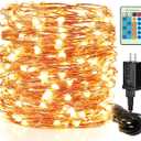 Moobibear LED String Lights, 99ft 300 LEDs Fairy Lights Plug in, Dimmable Outdoor Tree Lights, UL-Listed Warm White Copper String Lights Remote Control for Room Garden Party Christmas Festival Decor