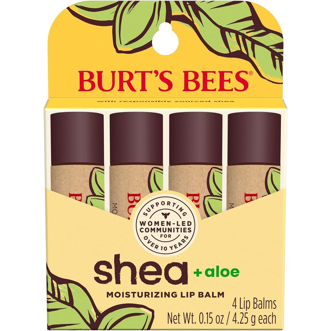 Burt's Bees Easter Basket Stuffers, Lip Balm, Beeswax, Strawberry, Coconut and Pear, and Vanilla Bean Pack, With Responsibly Sourced Beeswax, Tint-Free, Natural Lip Treatment, 4 Tubes, 0.15 oz.