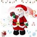 Singing Dancing Santa Claus Christmas Plush Toy Musical Plush - Singing Rock Version of Santa Claus is Coming to Town, Interactive Xmas Santa Toys, Fun Gift for Kids Adults, Holiday Decoration, 15