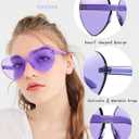 18 Pairs Heart Sunglasses Rimless Heart Shaped Glasses Bulk Pack for Women Colored Party Birthday (Purple)