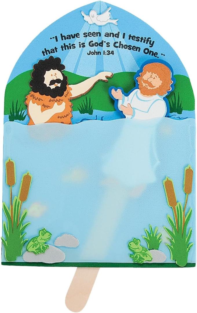 Fun Express Baptism of Jesus Acetate Craft Kit Creative Kids Crafts Religious Activities Home & Classroom Fun Perfect for Religious Education Sunday School Bible Study & Creative Play VBS 2026-12 Pcs