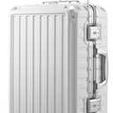 LUGGEX Aluminum Frame Luggage with Spinner Wheels, Zipperless Polycarbonate Hard Shell Carry On Luggage, 20 Inch Suitcases, White