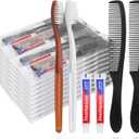 50 Pcs Disposable Toothbrushes with Toothpaste and Comb Individually Wrapped,10g Travel Toothpaste,7inch Black Hair Comb,Toothbrush and Toothpaste Bulk for Hotel,Homeless,AirBnb,Shelter,Charity