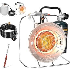 GasBRUH Outdoor Multi-Use Portable Propane Patio Heater/ Cooker, 18, 000 BTU include USB Lighter, Gas Camping Heater for Tent Hunting, Fishing, RV (Fuel not included)