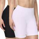 Yeblues Women 2 Pack Seamless Slip Shorts for Under Dress Smooth Boyshorts for Yoga/Bike/Workout Shapewear Shorts