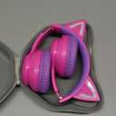 LOBKIN Bluetooth 5.4 Kids Headphones with Case - RGB LED Light Up Cat Ears Foldable Adjustable Over Ear Headphone Support Wireless or 3.5mm Wired Mode for Toddler & Girls & Boys Teens