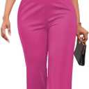 Jumpsuits for Women Casual Summer Rompers Deep V Neck Ruffle Short Sleeve Wide Leg Outfits for Women (Pink, XL)