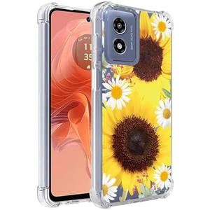 Ueokeird Phone Case for Moto G24 4G & G04 4G, Clear Floral Pattern TPU Protective Cover, Shockproof Cover for Motorola Moto G24 Sunflower