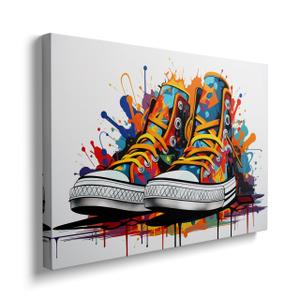 Framed Trendy Banksy Graffiti Pop Sneaker Shoes Wall Art