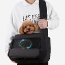Pet Sling Carrier for Small to Medium Dogs and Cats, Fits 10–20lbs, Adjustable Soft Padded Shoulder Strap Dog Sling Carrier with Storage Pocket for HandsFree Outdoor Travel & Hiking Black