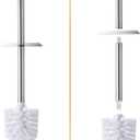 GOBAM Bamboo Toilet Bowl Cleaner with Holder for All Toilet Types, Hidden Stainless Steel Toilet Brush, Bathroom Cleaning Brushes, Toilet Accessories - Natural, with Pattern