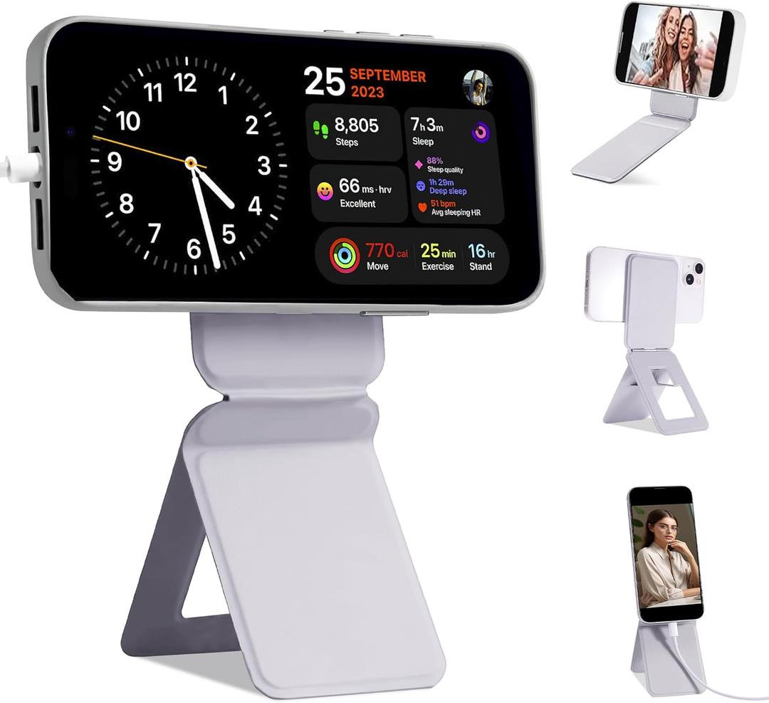 Magnetic Phone Tripod Stand Compatible with iPhone 16/15/14/13/12 Series& Strong Invisible Selfie Stick Tripod- Gray (Grey)
